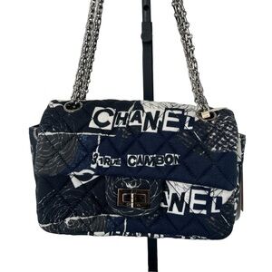 Chanel Reissue 2.55 Flap Bag Quilted Printed Jersey Mini Blue